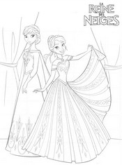 coloriage reine des neige elsa et anna le jour du bal